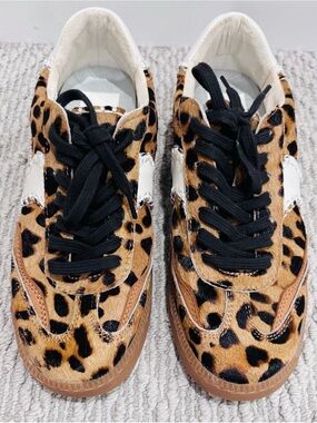 Dolce Vita Notice Stitch Leopard Print Sneakers with Black Laces
